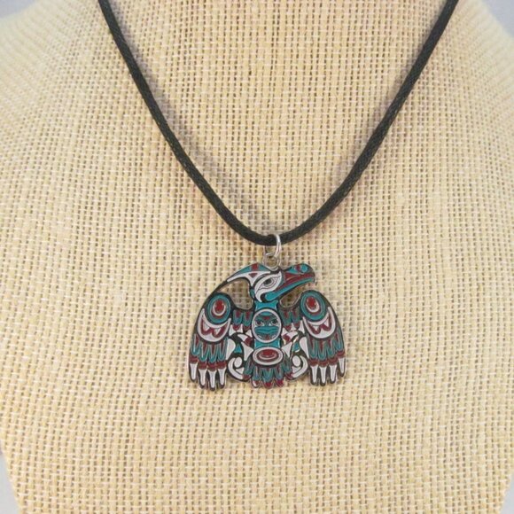 Joe Wilson Raven the Cultural Hero Pendant Necklace with Black Cord Canada - Picture 2 of 12